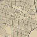 Detailed map of Mashhad city, linear print map. Cityscape panorama