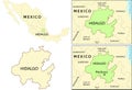 Hidalgo state location on map of Mexico