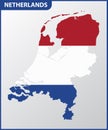 The detailed map of Netherlands with National Flag