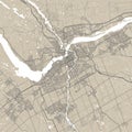 Detailed map of Ottawa city, linear print map. Cityscape panorama