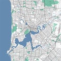 Detailed map of Perth city, ÃÂityscape. Royalty free vector illustration