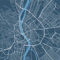 Detailed map poster of Budapest city, linear print map. Cityscape urban panorama Royalty Free Stock Photo