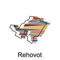 Detailed map of Rehovot city administrative area. vector illustration design template. Cityscape