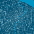 Detailed map of Shanghai city, linear print map. Cityscape panorama