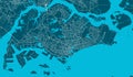 Detailed map of Singapore city, linear print map. Cityscape panorama