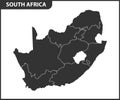 The detailed map of South Africa with regions or states. Administrative division Royalty Free Stock Photo