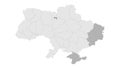 Detailed map of Ukraine and the disputed territories of the Crimean peninsula and Donbass with regions on a white background