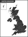 The detailed map of the United Kingdom with regions or states. Actual current relevant UK, Great Britain administrative devision. Royalty Free Stock Photo