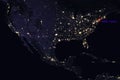 High Resolution Map Composition of USA at night pinpointing New York City - Elements of this image furnished by NASA Royalty Free Stock Photo