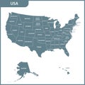 The detailed map of the USA with regions. United States of America. Royalty Free Stock Photo