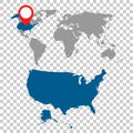 Detailed map of USA and World map navigation set. Flat vector il Royalty Free Stock Photo