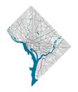 Detailed map of Washington city, Cityscape. Royalty free vector illustration