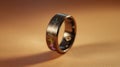 Detailed medium shot capturing a smart rings minimalistic design heartrate variability visualized on its surface set Royalty Free Stock Photo