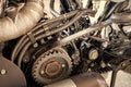 detailed metallic motorcycle engine part of mechanism Royalty Free Stock Photo