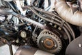 detailed metallic motorcycle engine part of mechanism Royalty Free Stock Photo