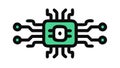 Detailed microchip icon, advanced computing, intricate hardware, vector design Generative AI Royalty Free Stock Photo