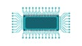 Detailed Microchip with Pin Connections Outline, vector design Generative AI Royalty Free Stock Photo