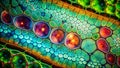 Detailed Microscopic View of a Leaf Cross-Section: Epidermal Cells, Chloroplasts, and Vascular Tissues Under Royalty Free Stock Photo