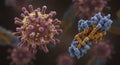 High-Resolution 3D Render of Virus and Antibody Royalty Free Stock Photo