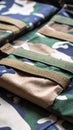 Detailed military camouflage textile pattern featuring green and brown webbing straps Royalty Free Stock Photo