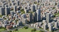 Tilt-shift miniature city model with detailed aerial perspective Royalty Free Stock Photo