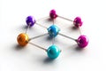 Interconnected molecular structure with colorful atoms isolated on white background Royalty Free Stock Photo