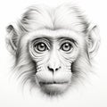 Detailed Monochromatic Monkey Portrait: Scientific Illustration