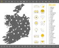 Detailed monochrome map of Ireland, gray country territory with geographic borders and administrative divisions on white