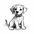 Detailed Monochrome Puppy Drawing: Hd Datamosh Ivory Character Rtx On Painted Illustration
