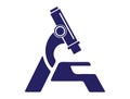 Detailed monocular microscope with three objectives icon vector. Analysis laboratory logo symbol.