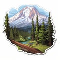 Detailed Mount Rainier Car Sticker - Peel And Stick