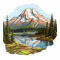 Detailed Mount Rainier Sticker - Classic Tattoo Motif Style