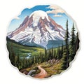 Detailed Mount Rainier Sticker - Die Cut, Realistic Design