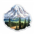 Detailed Mount Rainier Sticker - Realistic Die Cut Design