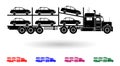 Detailed multi color car transporting truck illustration Royalty Free Stock Photo