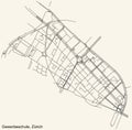 Street roads map of the Gewerbeschule Quarter of Zurich, Switzerland Royalty Free Stock Photo