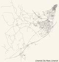 Street roads map of the Limerick City West Electoral Area of Cork City, Ireland