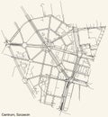 Street roads map of the Centrum Center neighborhood of Szczecin, Poland