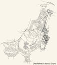 Street roads map of the Chechelivskyi District of Dnipro Dnepropetrovsk, Ukraine
