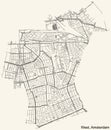 Street roads map of the West district of Amsterdam, Netherlands