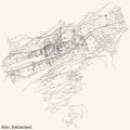 Street roads map of Sion, Switzerland