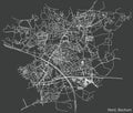 Dark negative street roads map of the Bochum-Nord district of Bochum, Germany Royalty Free Stock Photo