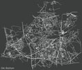 Dark negative street roads map of the Bochum-Ost district of Bochum, Germany Royalty Free Stock Photo