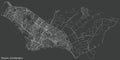 Dark negative street roads map of the Noord North district of Amsterdam, Netherlands