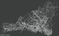 Dark negative street roads map of the Quartiere 5 Rifredi district of Florence, Italy