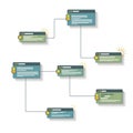 Network diagram with interconnected nodes and data flow illustration Royalty Free Stock Photo