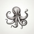 Detailed Octopus Ink Drawing On Grey Background Vector Illustration