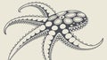 Detailed octopus with intricate tentacle patterns and suction cups, vector design Generative AI Royalty Free Stock Photo