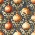 Onion Pattern - Decorative Vegetable Design on Dark Background Royalty Free Stock Photo