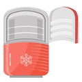 Detailed Opened Red Fridge for Home Preserve Food. Vertical Refrigerator Icon